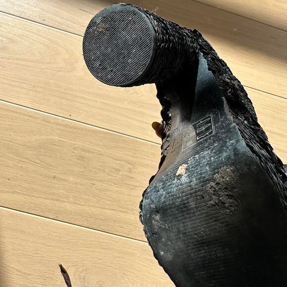 Black Sequin Platform Boots - Picture 7 of 8